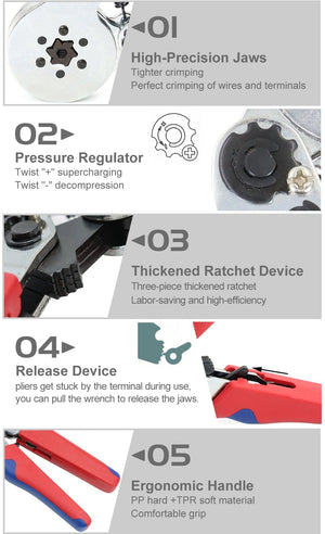 Planet Gates Tubular Terminal Crimping Tools Mini Electrical Pliers HSC8 6-4A/6-4 0.25-10mm² 23-7AWG 6-6 0.25-6mm² High Precision Clamp Sets