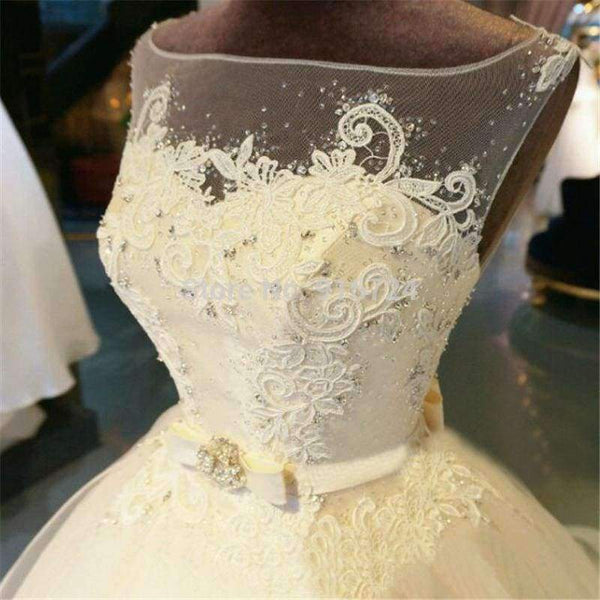 Planet Gates Tulle Lace  Floor-Length  Ball Gown Wedding dress Chapel Train  Lace up  Beading  Bridal Gown Custom made