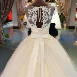 Planet Gates Tulle Lace  Floor-Length  Ball Gown Wedding dress Chapel Train  Lace up  Beading  Bridal Gown Custom made