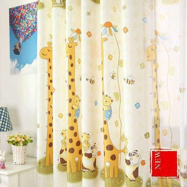 Planet Gates Tulle / W300cmXL270cm / China, Hook Giraffe Pattern Modern Shade Blinds Thick Window Blackout Curtains for Children Living Room Bedroom Kids Fabric Rideaux