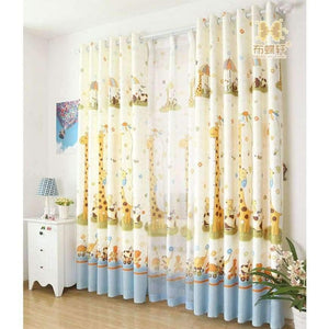 Planet Gates Tulle / W300cmXL270cm / China, Hook Giraffe Pattern Modern Shade Blinds Thick Window Blackout Curtains for Children Living Room Bedroom Kids Fabric Rideaux