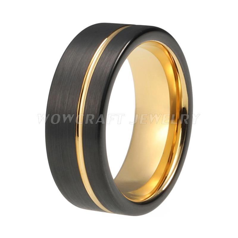 Planet Gates Tungsten Carbide Ring Wedding Band Matte Finish Pip Cut  Comfort Fit Offset Grooved Gift Anniversary