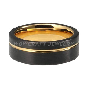 Planet Gates Tungsten Carbide Ring Wedding Band Matte Finish Pip Cut  Comfort Fit Offset Grooved Gift Anniversary