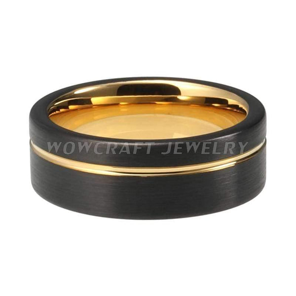 Planet Gates Tungsten Carbide Ring Wedding Band Matte Finish Pip Cut  Comfort Fit Offset Grooved Gift Anniversary