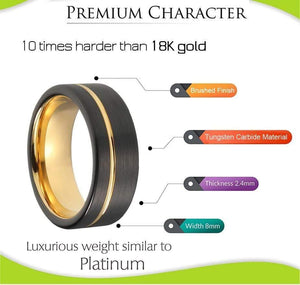 Planet Gates Tungsten Carbide Ring Wedding Band Matte Finish Pip Cut  Comfort Fit Offset Grooved Gift Anniversary