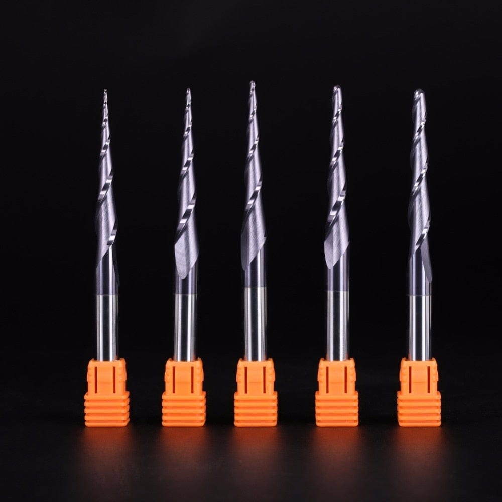 Planet Gates Tungsten Solid Carbide End Mill 4mm 6mm 8mm Ball Nose Tapered End Mills Router Bits CNC Taper Wood Metal Milling Cutter