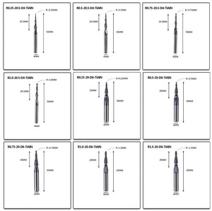 Planet Gates Tungsten Solid Carbide End Mill 4mm 6mm 8mm Ball Nose Tapered End Mills Router Bits CNC Taper Wood Metal Milling Cutter