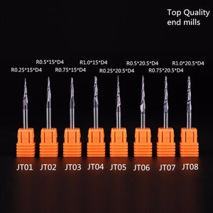 Planet Gates Tungsten Solid Carbide End Mill 4mm 6mm 8mm Ball Nose Tapered End Mills Router Bits CNC Taper Wood Metal Milling Cutter