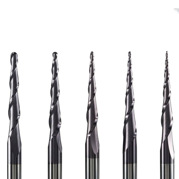 Planet Gates Tungsten Solid Carbide End Mill 4mm 6mm 8mm Ball Nose Tapered End Mills Router Bits CNC Taper Wood Metal Milling Cutter