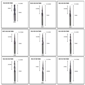 Planet Gates Tungsten Solid Carbide End Mill 4mm 6mm 8mm Ball Nose Tapered End Mills Router Bits CNC Taper Wood Metal Milling Cutter