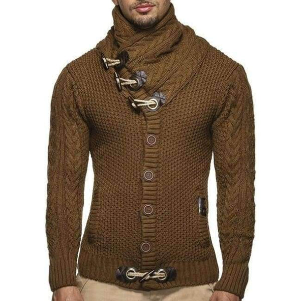 Planet Gates tuose / L Sweater Cardigan Men 2018 Male Brand Casual Slim Sweaters Men Horns Buckle Thick Hedging Turtleneck Men'S Sweater XXL