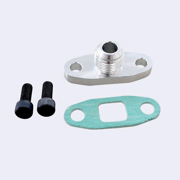 Planet Gates Turbine Oil Inlet Flange Gasket Adapter Kit 10an 10 An Joint T3 / T4 An4 Joint Threaded Center Hole T6061 Aluminum Billet
