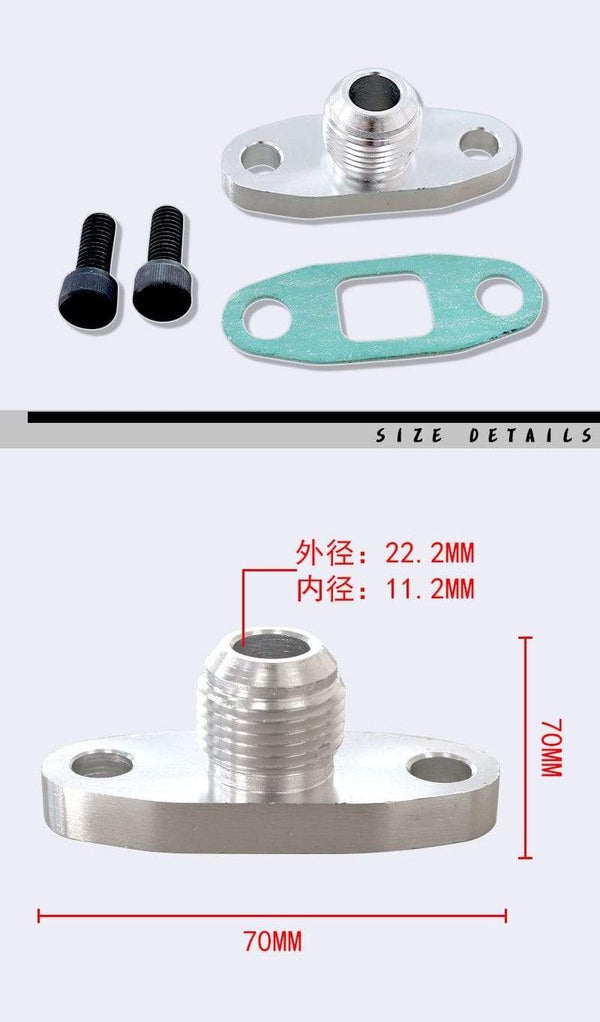 Planet Gates Turbine Oil Inlet Flange Gasket Adapter Kit 10an 10 An Joint T3 / T4 An4 Joint Threaded Center Hole T6061 Aluminum Billet