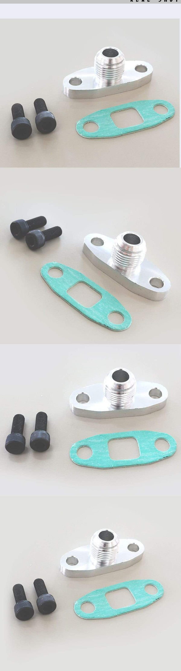 Planet Gates Turbine Oil Inlet Flange Gasket Adapter Kit 10an 10 An Joint T3 / T4 An4 Joint Threaded Center Hole T6061 Aluminum Billet