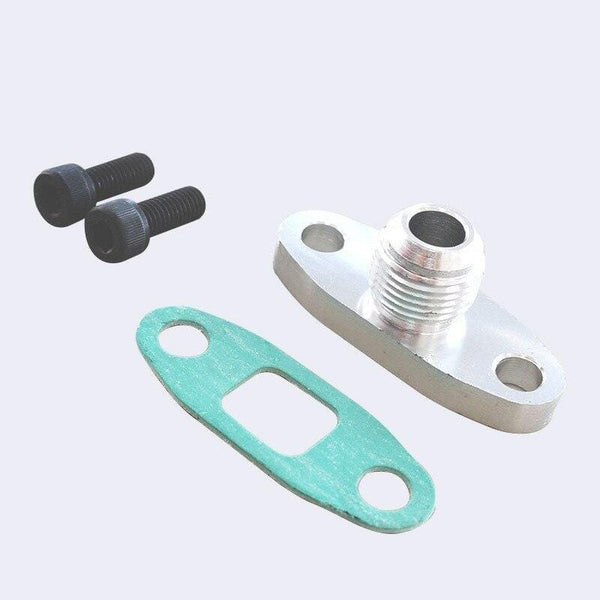 Planet Gates Turbine Oil Inlet Flange Gasket Adapter Kit 10an 10 An Joint T3 / T4 An4 Joint Threaded Center Hole T6061 Aluminum Billet