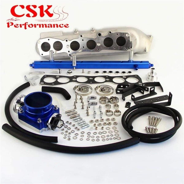 Planet Gates Turbo Intake Manifold & 90mm Throttle Body With TPS Sensor & Fuel Rail Fits For  93-98 TOYOTA SUPRA 2JZ-GTE 2JZGTE JZA80