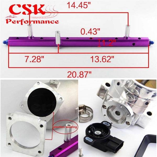 Planet Gates Turbo Intake Manifold & 90mm Throttle Body With TPS Sensor & Fuel Rail Fits For  93-98 TOYOTA SUPRA 2JZ-GTE 2JZGTE JZA80
