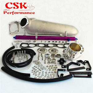 Planet Gates Turbo Intake Manifold & 90mm Throttle Body With TPS Sensor & Fuel Rail Fits For  93-98 TOYOTA SUPRA 2JZ-GTE 2JZGTE JZA80