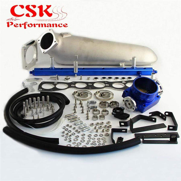 Planet Gates Turbo Intake Manifold & 90mm Throttle Body With TPS Sensor & Fuel Rail Fits For  93-98 TOYOTA SUPRA 2JZ-GTE 2JZGTE JZA80
