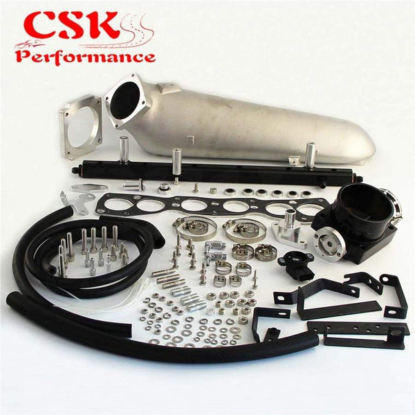 Planet Gates Turbo Intake Manifold & 90mm Throttle Body With TPS Sensor & Fuel Rail Fits For  93-98 TOYOTA SUPRA 2JZ-GTE 2JZGTE JZA80