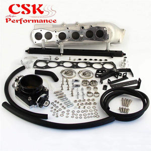 Planet Gates Turbo Intake Manifold & 90mm Throttle Body With TPS Sensor & Fuel Rail Fits For  93-98 TOYOTA SUPRA 2JZ-GTE 2JZGTE JZA80