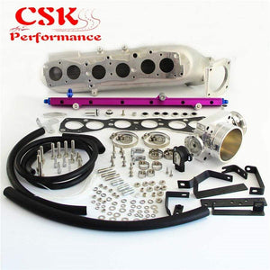 Planet Gates Turbo Intake Manifold & 90mm Throttle Body With TPS Sensor & Fuel Rail Fits For  93-98 TOYOTA SUPRA 2JZ-GTE 2JZGTE JZA80