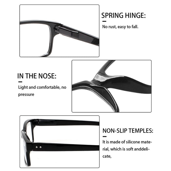 Planet Gates Turezing Classic Spring Hinge  Black Reading Glasses for Men and Women HD Eyeglasses Diopter +0.5+1.0+2.0+3.0+4.0+5.0+6.0