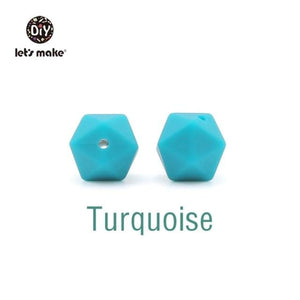 Planet Gates Turquoise Let's Make 10pc 14mm Silicone Beads Hexagon Bpa Free Silicone Teether Diy Teething Toy Baby Chewable Accessories Baby Teether