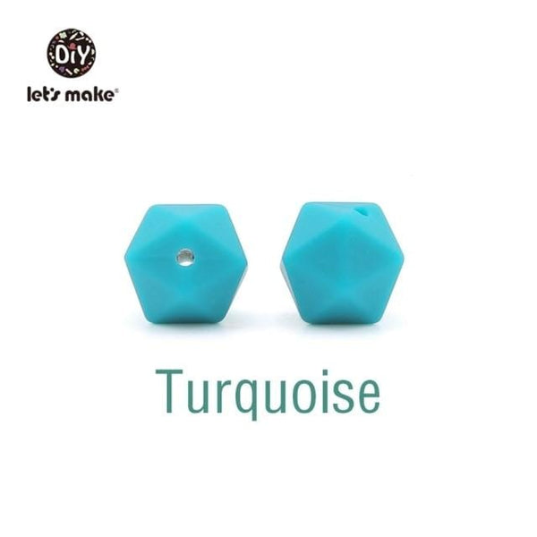 Planet Gates Turquoise Let's Make 10pc 14mm Silicone Beads Hexagon Bpa Free Silicone Teether Diy Teething Toy Baby Chewable Accessories Baby Teether