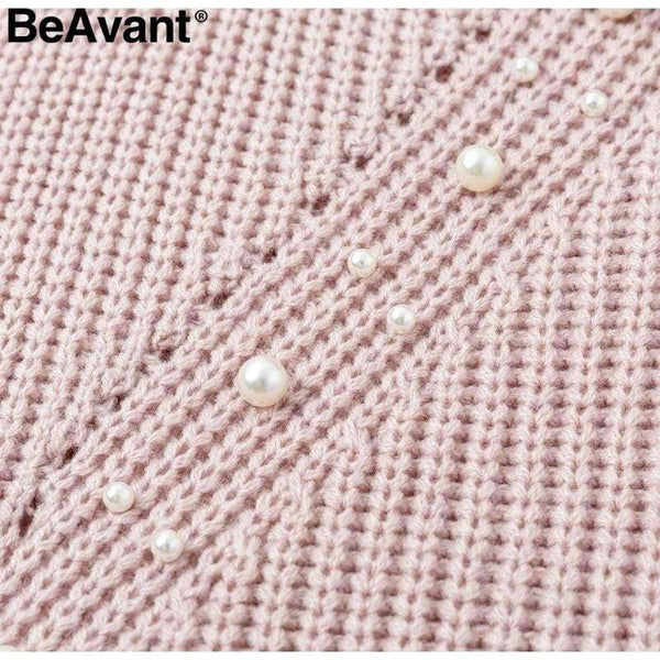 Planet Gates Turtleneck plus size loose knitted sweater Beading split casual pullover sweater Long sleeve womens jumpers winter 2018