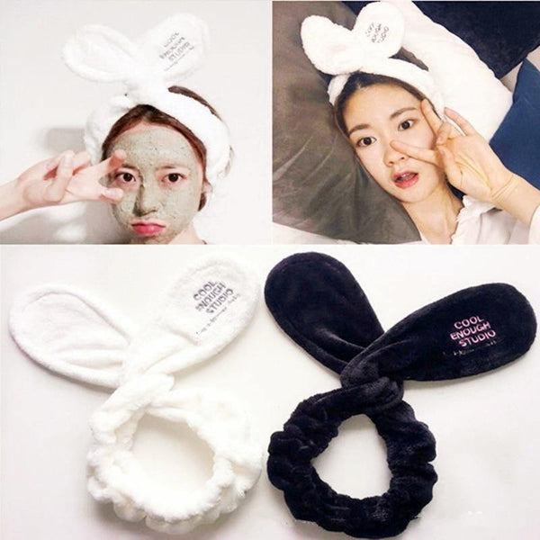 TwistTurban Headwear Velvet Rabbit Ears Headband Soft Towel Hair Band Wrap Headband For Bath Spa Make Up Women Girls Accessories