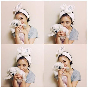 TwistTurban Headwear Velvet Rabbit Ears Headband Soft Towel Hair Band Wrap Headband For Bath Spa Make Up Women Girls Accessories