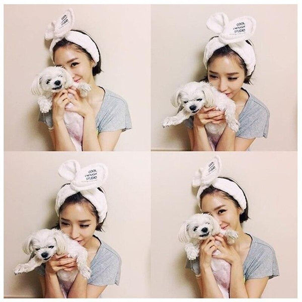 TwistTurban Headwear Velvet Rabbit Ears Headband Soft Towel Hair Band Wrap Headband For Bath Spa Make Up Women Girls Accessories