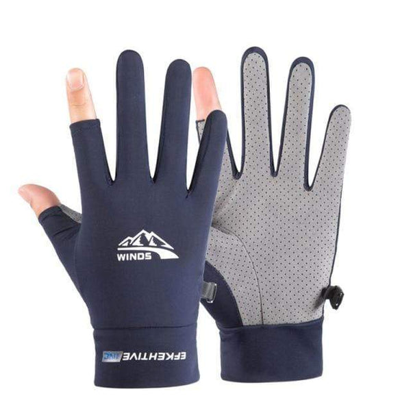 Planet Gates two fingers-blue / China / S Silk Light Gloves Summer Thin Men Sports Cycling Running Fitness Driving Outdoors Fishing Women Non-Slip Touch Screen Gloves