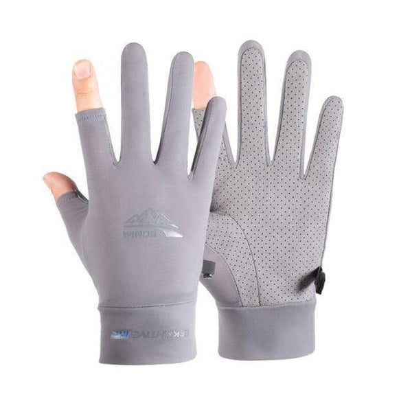 Planet Gates two fingers-gray / China / S Silk Light Gloves Summer Thin Men Sports Cycling Running Fitness Driving Outdoors Fishing Women Non-Slip Touch Screen Gloves