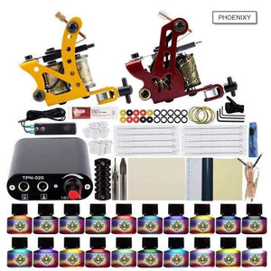 Planet Gates Two Machine 20PC Set Tattoo Kit Power Supply For Tattoo Machine Kit Pigments For Permanent Makeup Tattoo Set For Beginners Tattoo Machine Full Set