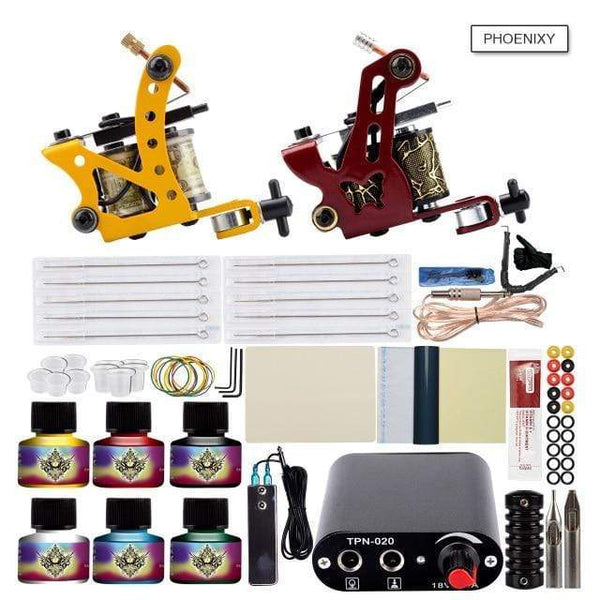 Planet Gates Two Machine 6PC Set Tattoo Kit Power Supply For Tattoo Machine Kit Pigments For Permanent Makeup Tattoo Set For Beginners Tattoo Machine Full Set