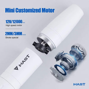 Planet Gates Two Stoke Length Rotary Mast Magi White Tattoo Pen Machine Kit with LCD Power Supply Silicone Case Cartridge Needles Set