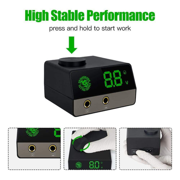 Planet Gates Two Stoke Length Rotary Mast Magi White Tattoo Pen Machine Kit with LCD Power Supply Silicone Case Cartridge Needles Set