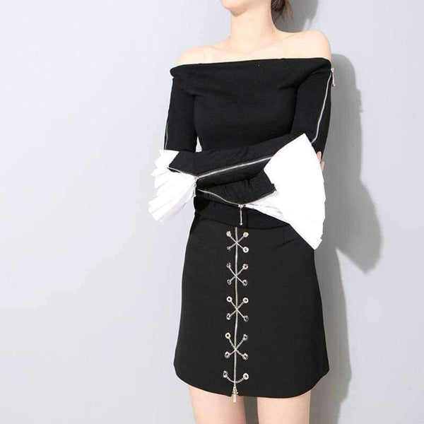 Planet Gates TWOTWINSTYLE Fashion Pleated Gloves Women Flared Cuffs All-match Basic Clothes Accessories 2018 New