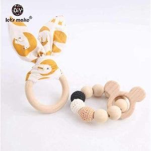 Planet Gates type 1 2pc/1lot Baby Teether Bunny Ear DIY Teething Wooden Bracelets Made Beech Animals Shower Gift Play Gym Toy Baby Rattle
