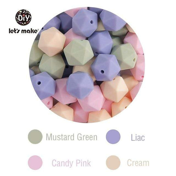 Planet Gates Type-1 Let's Make 10pc 14mm Silicone Beads Hexagon Bpa Free Silicone Teether Diy Teething Toy Baby Chewable Accessories Baby Teether