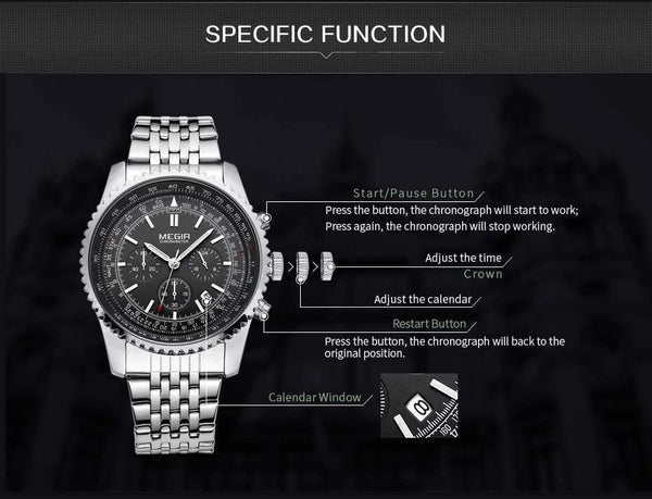 Planet Gates Type 1 Men Watch Stainless Steel Quartz Watches Men Top Brand Luxury Clock Men Relogio Masculino Erkek Kol Saati
