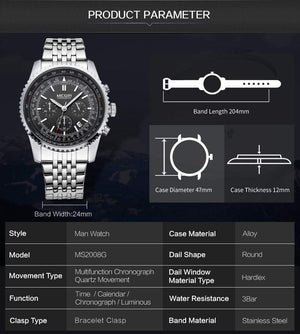 Planet Gates Type 1 Men Watch Stainless Steel Quartz Watches Men Top Brand Luxury Clock Men Relogio Masculino Erkek Kol Saati