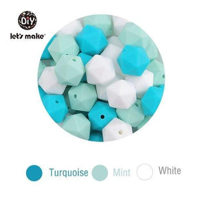 Planet Gates Type-10 Let's Make 10pc 14mm Silicone Beads Hexagon Bpa Free Silicone Teether Diy Teething Toy Baby Chewable Accessories Baby Teether