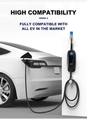 Planet Gates Type 2 EV Charger Level 2 32 Amp Portable Electric Vehicle Charger, CEE Plug 220V-240V  Car Charging Cable, IEC 62196-2