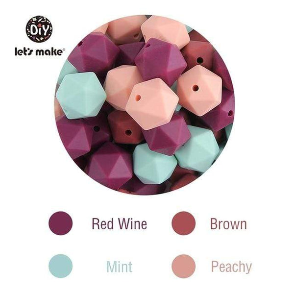 Planet Gates Type-2 Let's Make 10pc 14mm Silicone Beads Hexagon Bpa Free Silicone Teether Diy Teething Toy Baby Chewable Accessories Baby Teether