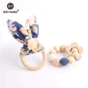 Planet Gates type 3 2pc/1lot Baby Teether Bunny Ear DIY Teething Wooden Bracelets Made Beech Animals Shower Gift Play Gym Toy Baby Rattle