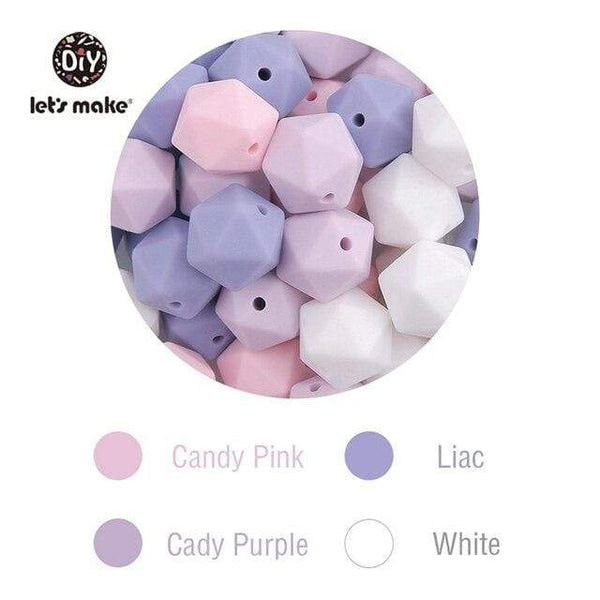 Planet Gates Type-3 Let's Make 10pc 14mm Silicone Beads Hexagon Bpa Free Silicone Teether Diy Teething Toy Baby Chewable Accessories Baby Teether