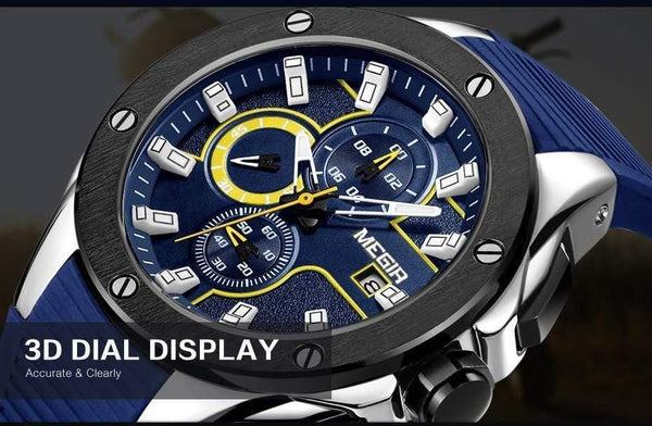 Planet Gates Type 3 Men Sport Watch Chronograph Silicone Strap Quartz Army Military Watches Clock Men Top Brand Luxury Male Relogio Masculino